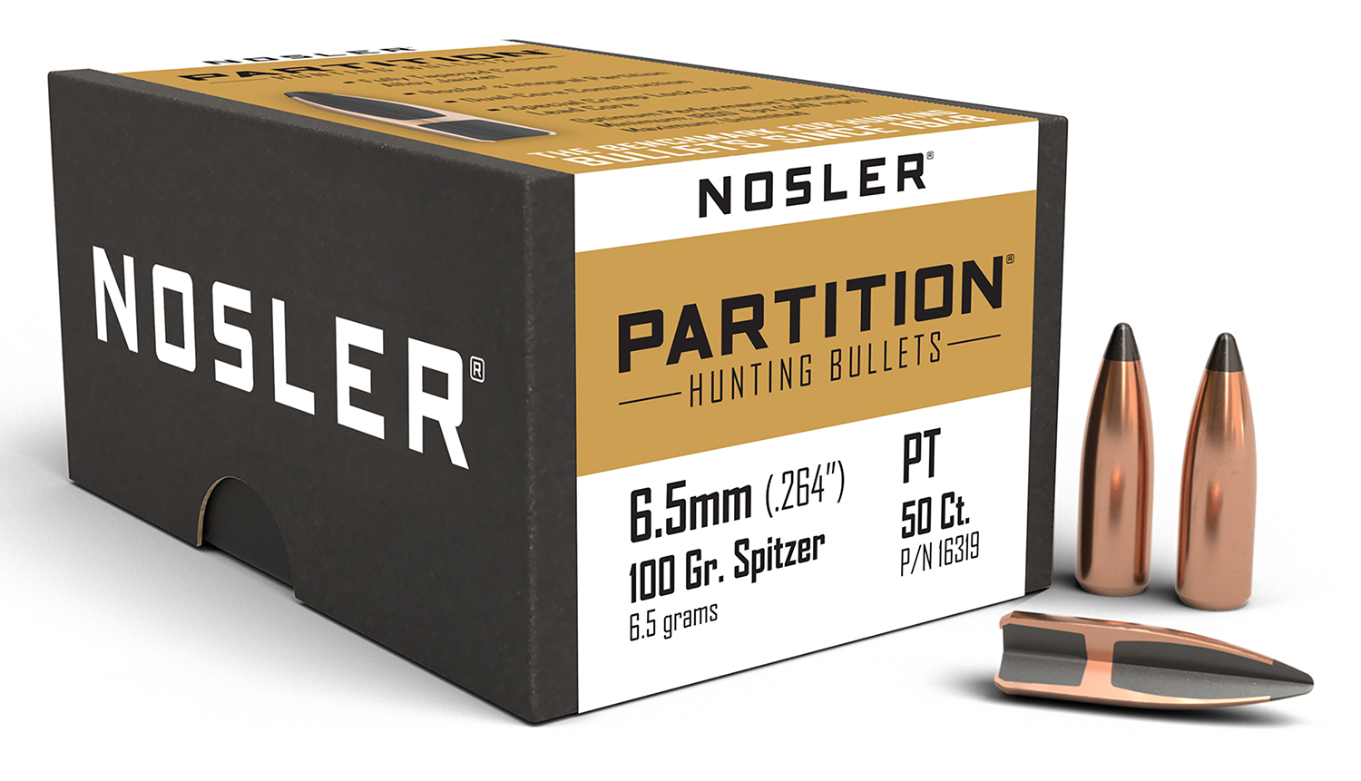 Nosler 16319 Partition 6.5 Creedmoor 100gr Partition Spitzer 50/Box 3 Nosler 16319 Partition 6.5 Creedmoor 100gr Partition Spitzer 50/Box
