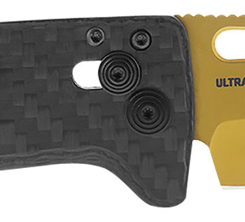S.O.G SOG-12-63-02 Ultra XR  2.80" Folding Clip Point Plain Gold TiNi Cryo S35NV Steel Blade/Black Textured Carbon Fiber Handle Includes Pocket Clip
