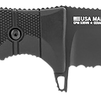 S.O.G SOG17210157 Seal FX 4.30" Fixed Clip Point Part Serrated Black Cerakote CPM S35VN SS Blade/Black GRN/SS Handle Includes Sheath