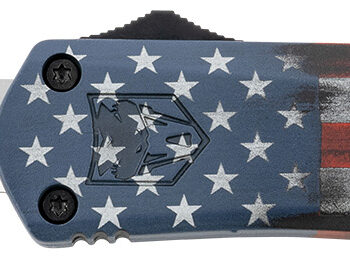 CobraTec Knives MCUSAFS3TNS FS-3 American Flag Medium 3" OTF Tanto Plain Satin D2 Steel Blade, 5" US Flag Aluminum Cerakoted Handle