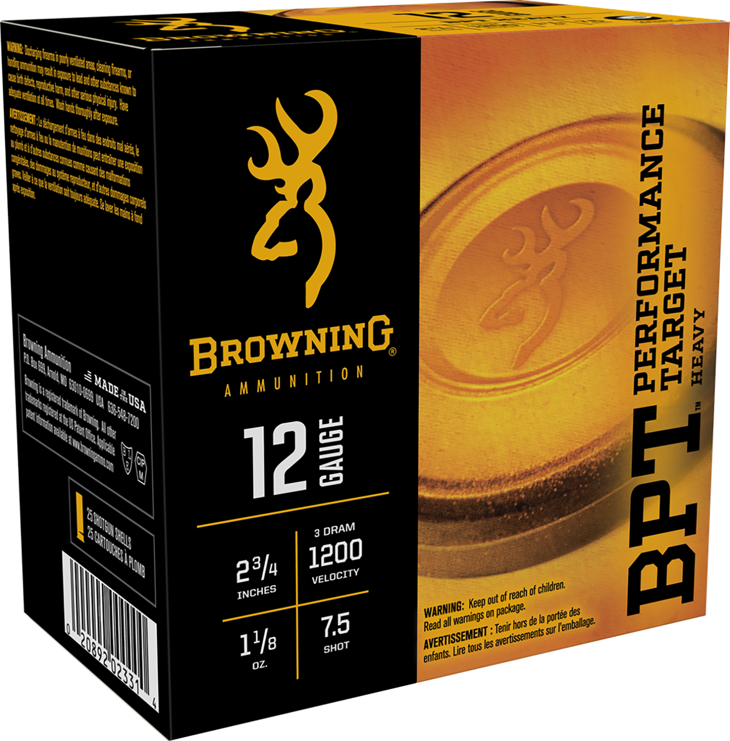 Browning Ammo B193621227 BPT Performance Target Heavy 12Gauge 2.75" 1 1/8oz 7.5Shot 25 Per Box/10 Case 3 Browning Ammo B193621227 BPT Performance Target Heavy 12Gauge 2.75" 1 1/8oz 7.5Shot 25 Per Box/10 Case