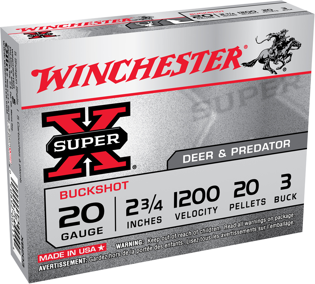 Winchester Ammo XB203VP Super X 20Gauge 2.75" 20Pellets 3Buck Shot 15 Per Box/10 Case *Value Pack 3 Winchester Ammo XB203VP Super X 20Gauge 2.75" 20Pellets 3Buck Shot 15 Per Box/10 Case *Value Pack
