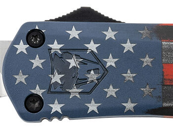 CobraTec Knives MCUSAFS3DNS FS-3 American Flag Medium 3" OTF Drop Point Plain Satin D2 Steel Blade, 5" US Flag Aluminum Cerakoted Handle