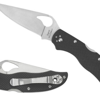 Spyderco BY01GPS2 Harrier 2  3.39" Folding Drop Point Part Serrated Stonewashed 8Cr13MoV SS Blade, Black Textured G10 Handle, Includes Pocket Clip