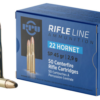 PPU PP22H Standard Rifle  22Hornet 45gr Soft Point 50 Per Box/20 Case