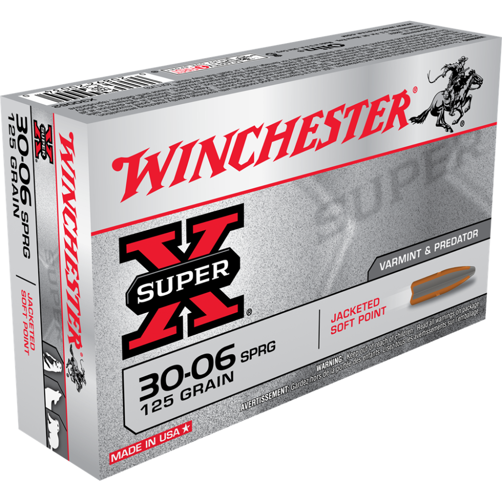 Winchester Super-X Rifle Ammunition .30-06 Sprg 125 gr. PSP 3140 fps 20/ct 3 Winchester Super-X Rifle Ammunition .30-06 Sprg 125 gr. PSP 3140 fps 20/ct