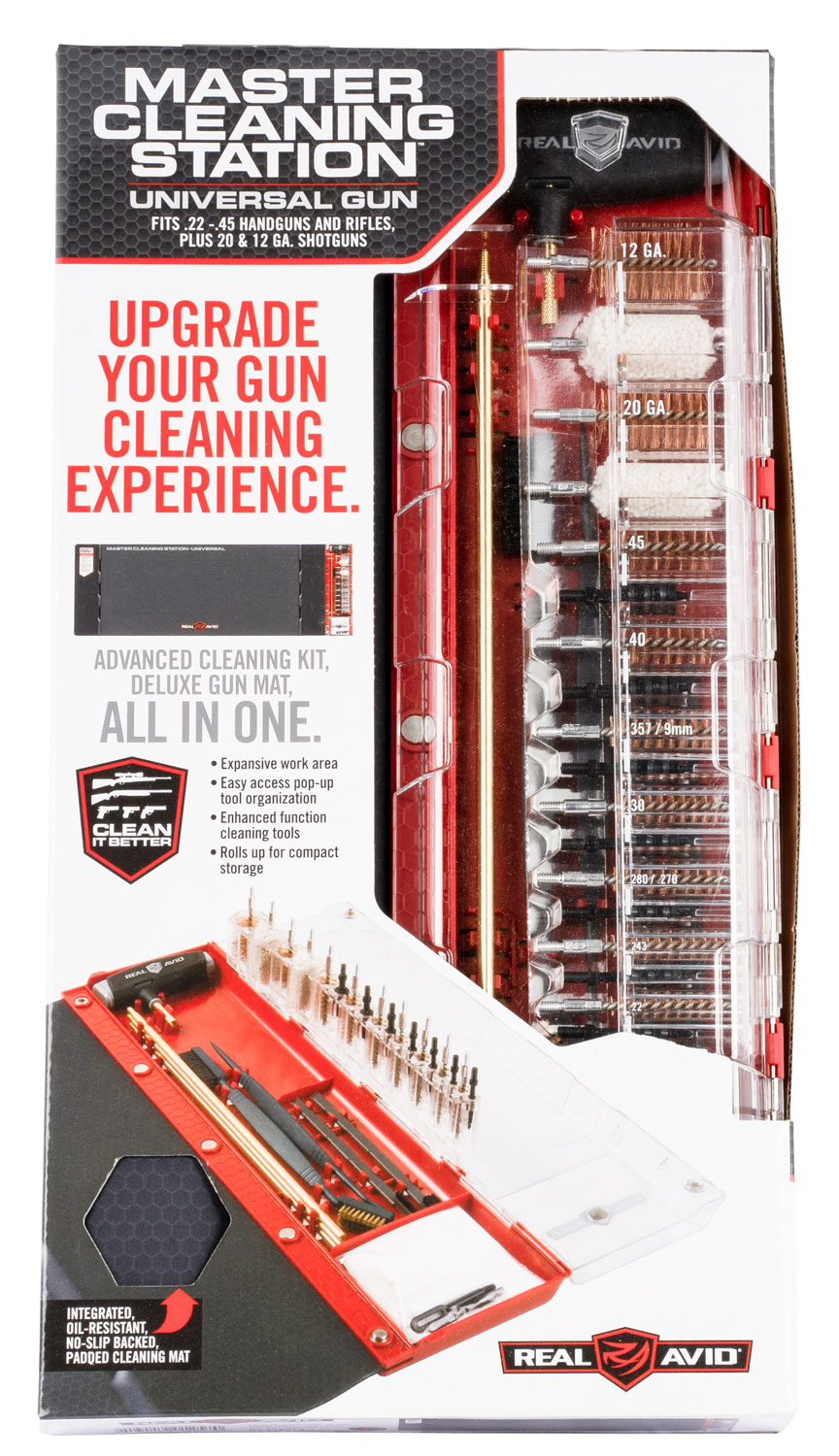 Real Avid AVMCSU Master Cleaning Station Universal Rifle/Shotgun Bronze/Nylon Bristles Black/Red 3 Real Avid AVMCSU Master Cleaning Station Universal Rifle/Shotgun Bronze/Nylon Bristles Black/Red