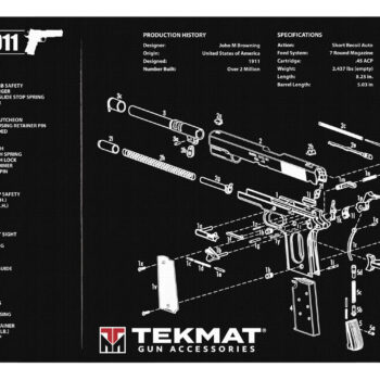 TekMat TEKR171911 1911 Cleaning Mat Black/White Rubber 11"x17" 1911 Parts Diagram