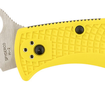 Spyderco C91SYL2 Pacific Salt 2 3.78" Folding Serrated Stonewashed H2 Steel/Blade Yellow FRN Handle