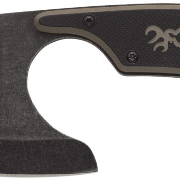 Browning 3220323 Cutoff  2.50" Fixed Skinner Plain Black Black Oxide Stonewashed 9Cr14MoV SS Blade, Black/Tan G10 Handle