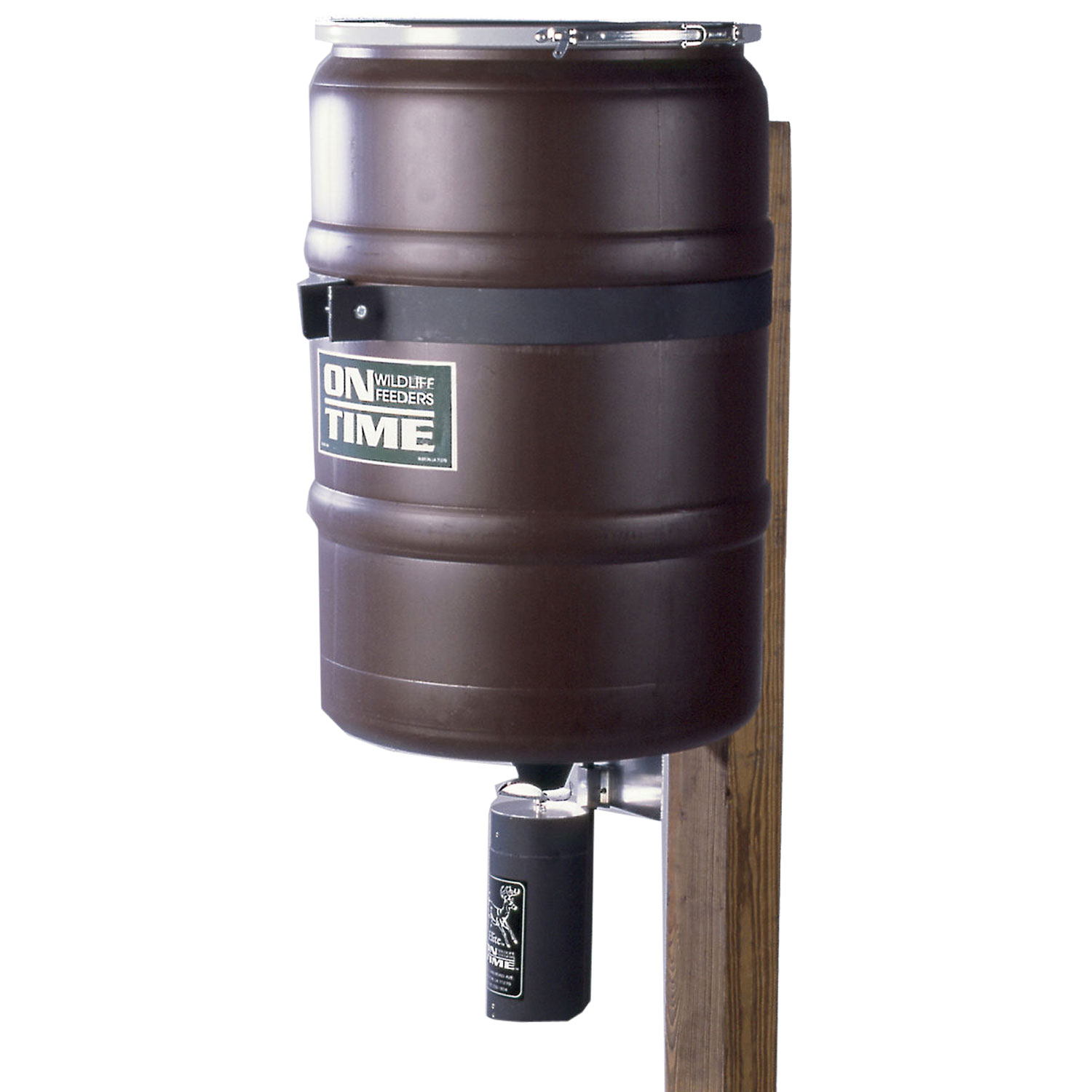 On Time 50003 Elite Lifetime Fish Feeder Combo 25 Gallon Capacity, Built-In Agitator Rod, Steel Band with Welded Bracket 3 On Time 50003 Elite Lifetime Fish Feeder Combo 25 Gallon Capacity, Built-In Agitator Rod, Steel Band with Welded Bracket