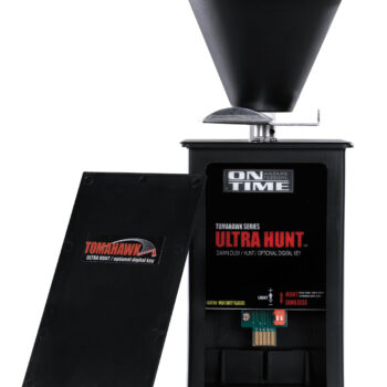 On Time 43005 Tomahawk Ultra Hunt Feeder Black Waterproof High-Impact Composite, Heavy Duty Motor, Dawn-Dusk Mode Operation, 4 Feed Times with 1-20 Second Duration, Universal Mount
