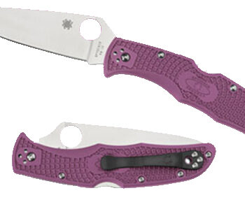 Spyderco C10FPPR Endura 4 Lightweight 3.75" Folding Clip Point Plain VG-10 SS Blade Purple Bi-Directional Texturing FRN Handle Includes Pocket Clip