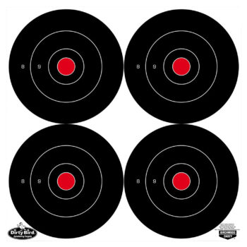 Birchwood Casey 35570 Dirty Bird  6" Bullseye Tagboard Hanging Black/White 100 Per Pkg
