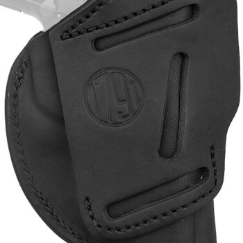1791 Gunleather 4WH1SBLL 4-Way  IWB/OWB 01 Stealth Black Leather Belt Clip Fits 3-4" Barrel 1911 Left Hand
