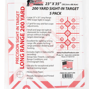 Pro-Shot RSI200YT5PK SplatterShot Sight-In Diamond Hanging Heavy Paper 200 yds 23" x 35" White/Red 5 Pack