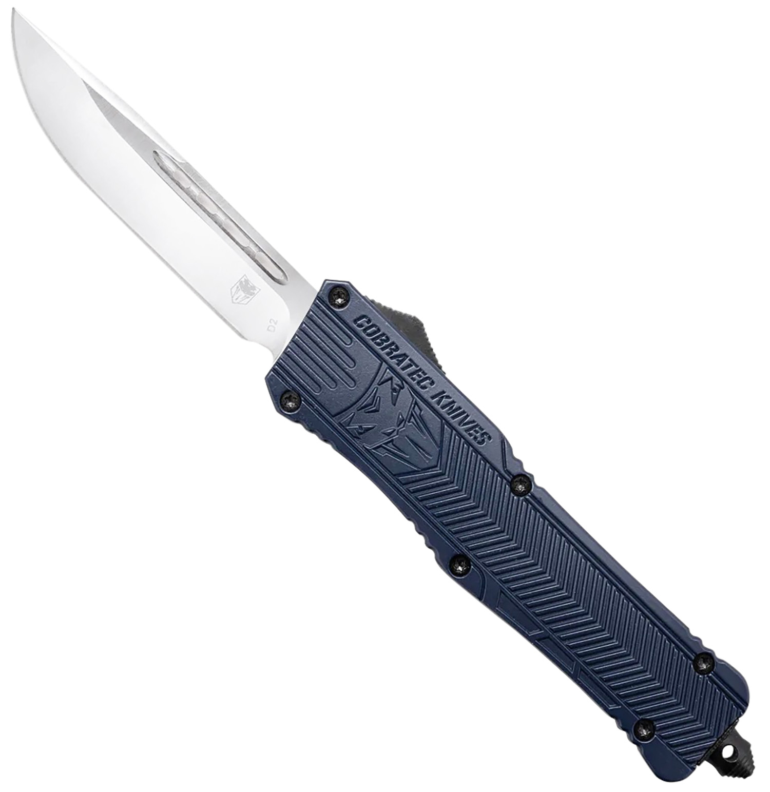 CobraTec Knives LNYCCTK1LDNS CTK-1 Large 3.75" OTF Drop Point Plain D2 Steel Blade/NYPD Blue Aluminum Handle Features Glass Breaker Includes Pocket Clip 3 CobraTec Knives LNYCCTK1LDNS CTK-1 Large 3.75" OTF Drop Point Plain D2 Steel Blade/NYPD Blue Aluminum Handle Features Glass Breaker Includes Pocket Clip