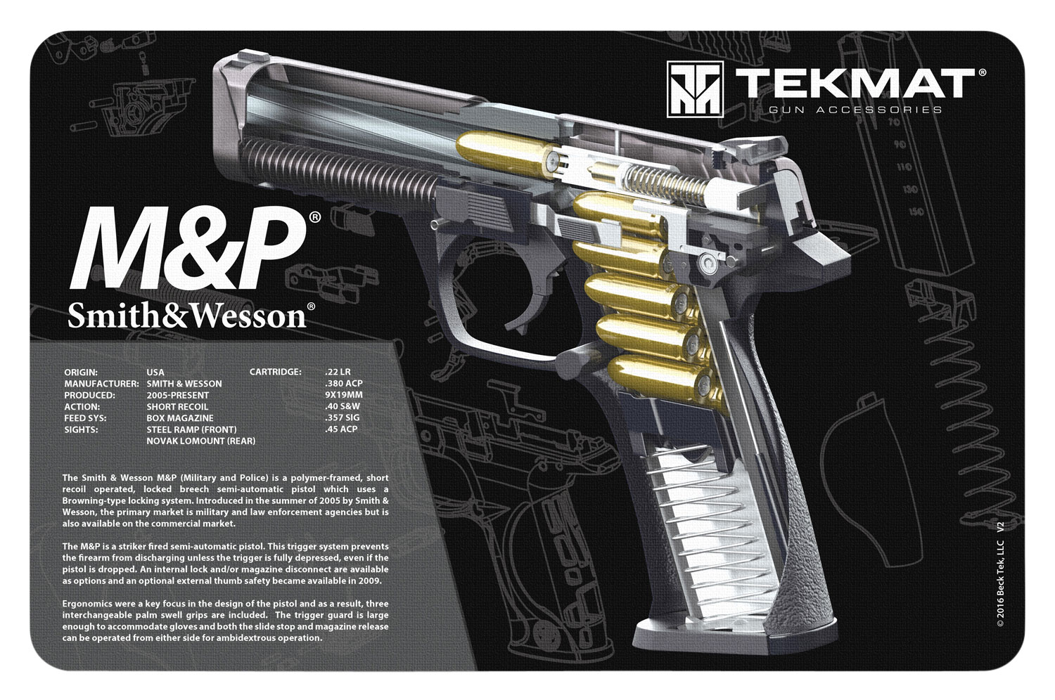 TekMat TEKR17SWMPCA S&W M&P Cutaway Cleaning Mat Multi-Color Rubber 11"x17" 3 TekMat TEKR17SWMPCA S&W M&P Cutaway Cleaning Mat Multi-Color Rubber 11"x17"