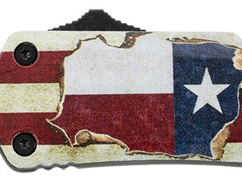 Templar Knife STX531 Gen II Texan Small 2.25" OTF Tanto Part Serrated Black Oxide Stonewashed 440C SS Blade, 4.31" Texas Flag Aluminum Handle, Glass Breaker