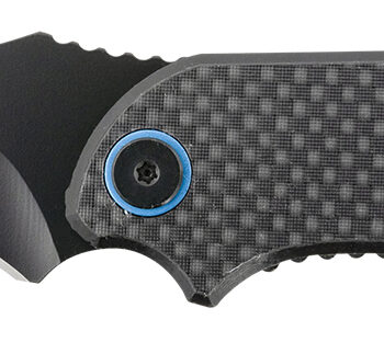 CRKT 7920K P.S.D.  3.63" Folding Recurve Veff Serrated Black EDP 4116 Stainless Steel Blade/ Black w/Blue Backspacer G10/Carbon Fiber Handle Includes Pocket Clip