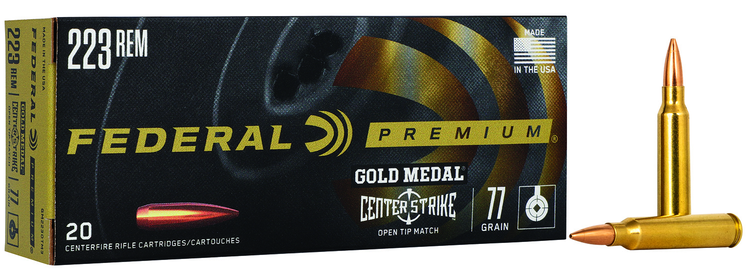 Federal GM223OTM3 Premium Gold Medal 223Rem 77gr Open Tip Match 20 Per Box/10 Case 3 Federal GM223OTM3 Premium Gold Medal 223Rem 77gr Open Tip Match 20 Per Box/10 Case