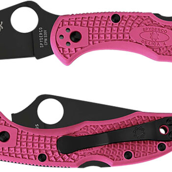 Spyderco C11FPPNS30VBK Delica 4 Lightweight 2.90" Folding Plain Black TiCN CPM S30V SS Blade/Pink Textured w/Black Accents FRN Handle Includes Pocket Clip