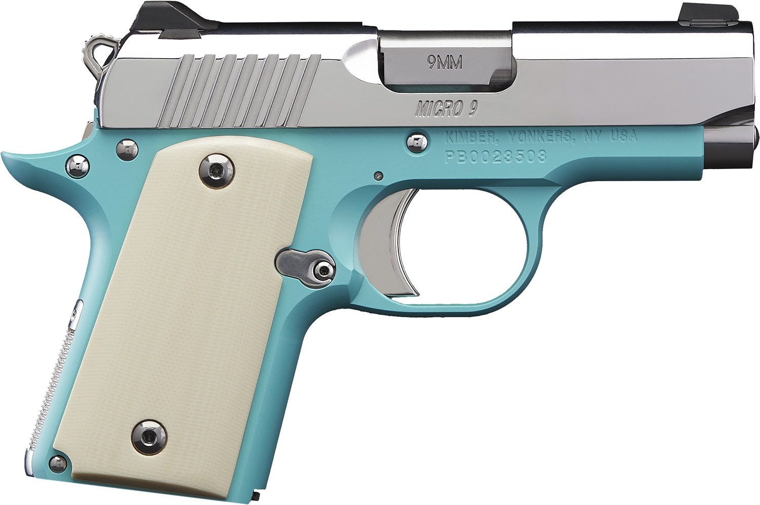 Kimber Mfg.,inc 3700647 Micro 9 Bel Air NS 9mm 6+1 3.15" Stainless Steel Slide Bel Air Blue Mirror-Polished Ivory G-10 Grip 3 Kimber Mfg.,inc 3700647 Micro 9 Bel Air NS 9mm 6+1 3.15" Stainless Steel Slide Bel Air Blue Mirror-Polished Ivory G-10 Grip