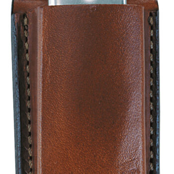 Bianchi 10734 Open Top Mag Pouch  Single Tan Leather Belt Clip Compatible w/ 9mm/10mm/40/45 Belts 1.75" Wide