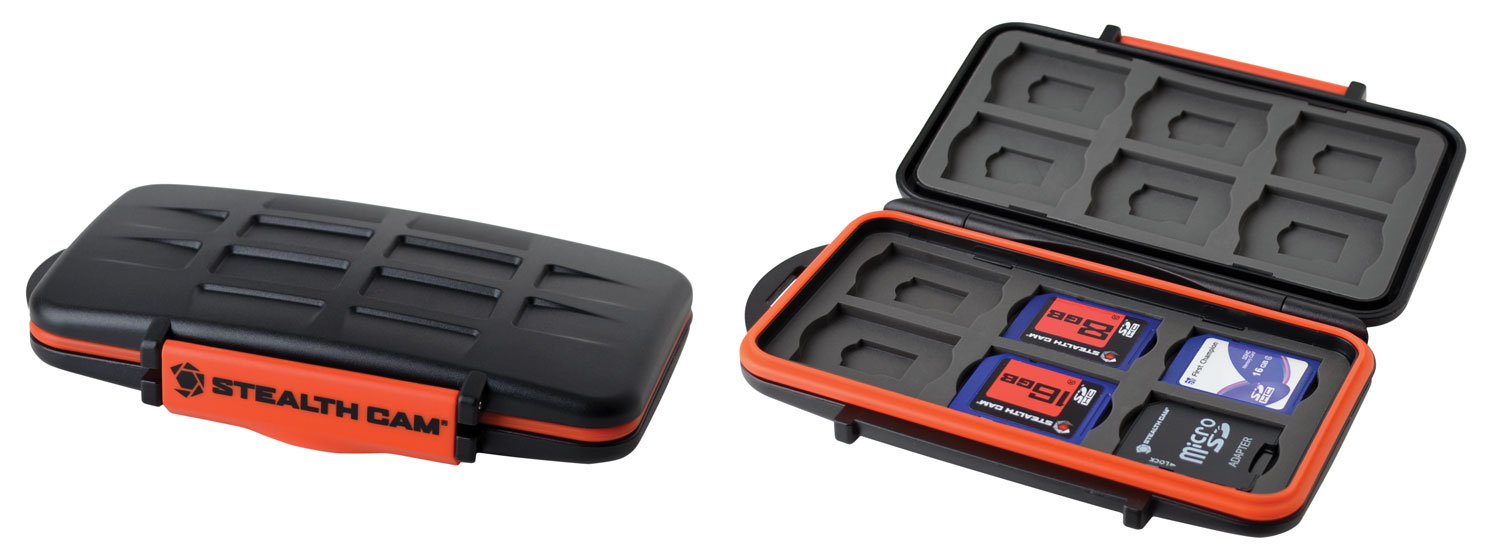 Stealth Cam STCMCSC Memory Card Storage Case Black/Red Black/Orange Polycarbonate Includes 12 Full Sized SD Cards 3 Stealth Cam STCMCSC Memory Card Storage Case Black/Red Black/Orange Polycarbonate Includes 12 Full Sized SD Cards