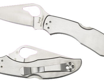 Spyderco BY04P2 Byrd Meadowlark 2 2.93" Folding Clip Point Plain 8Cr13MoV SS Blade Satin Stainless Steel Handle