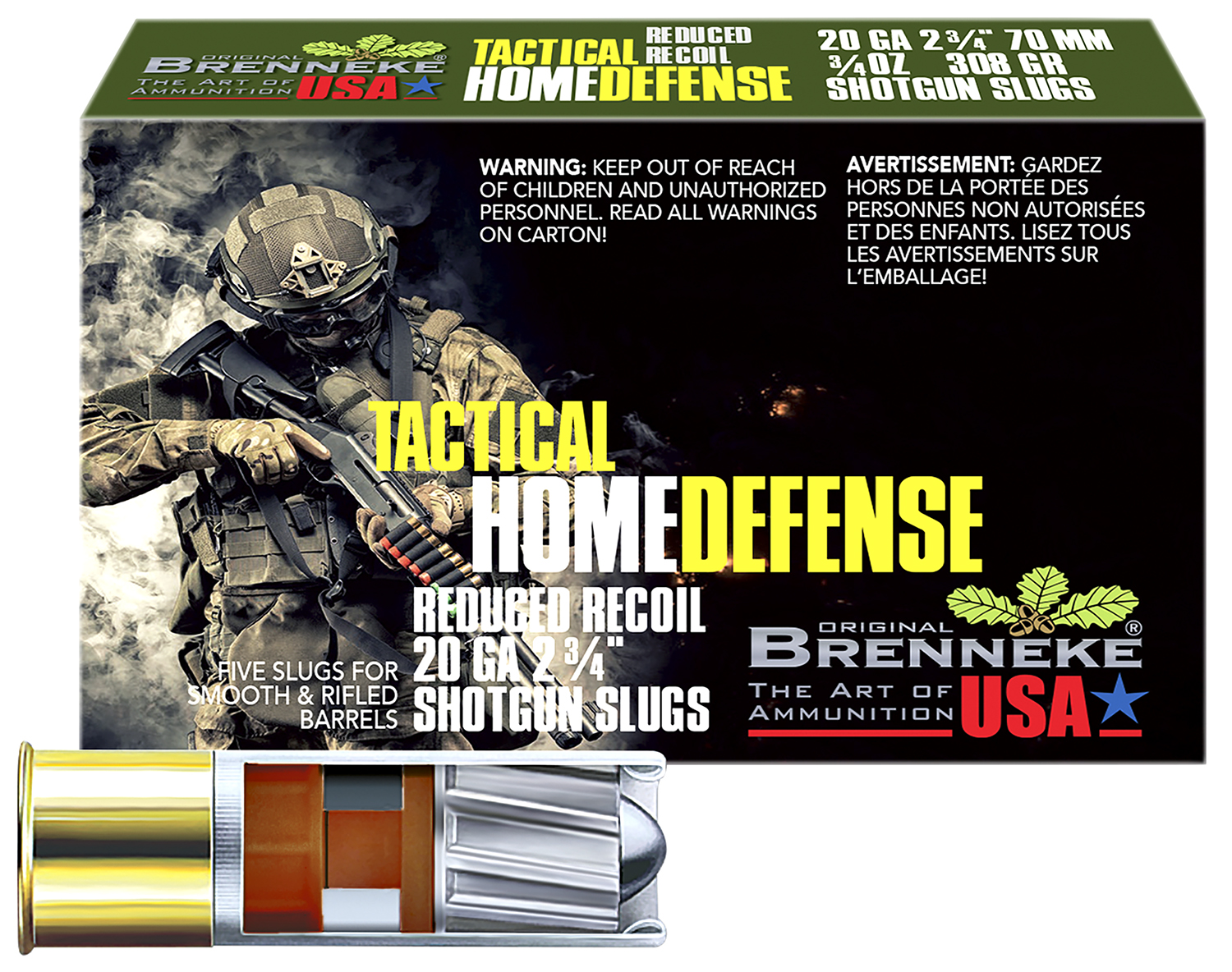 Brenneke SL202THD THD Home Defense 20Gauge 2.75" 3/4oz Slug Shot 5 Per Box/50 Case 3 Brenneke SL202THD THD Home Defense 20Gauge 2.75" 3/4oz Slug Shot 5 Per Box/50 Case