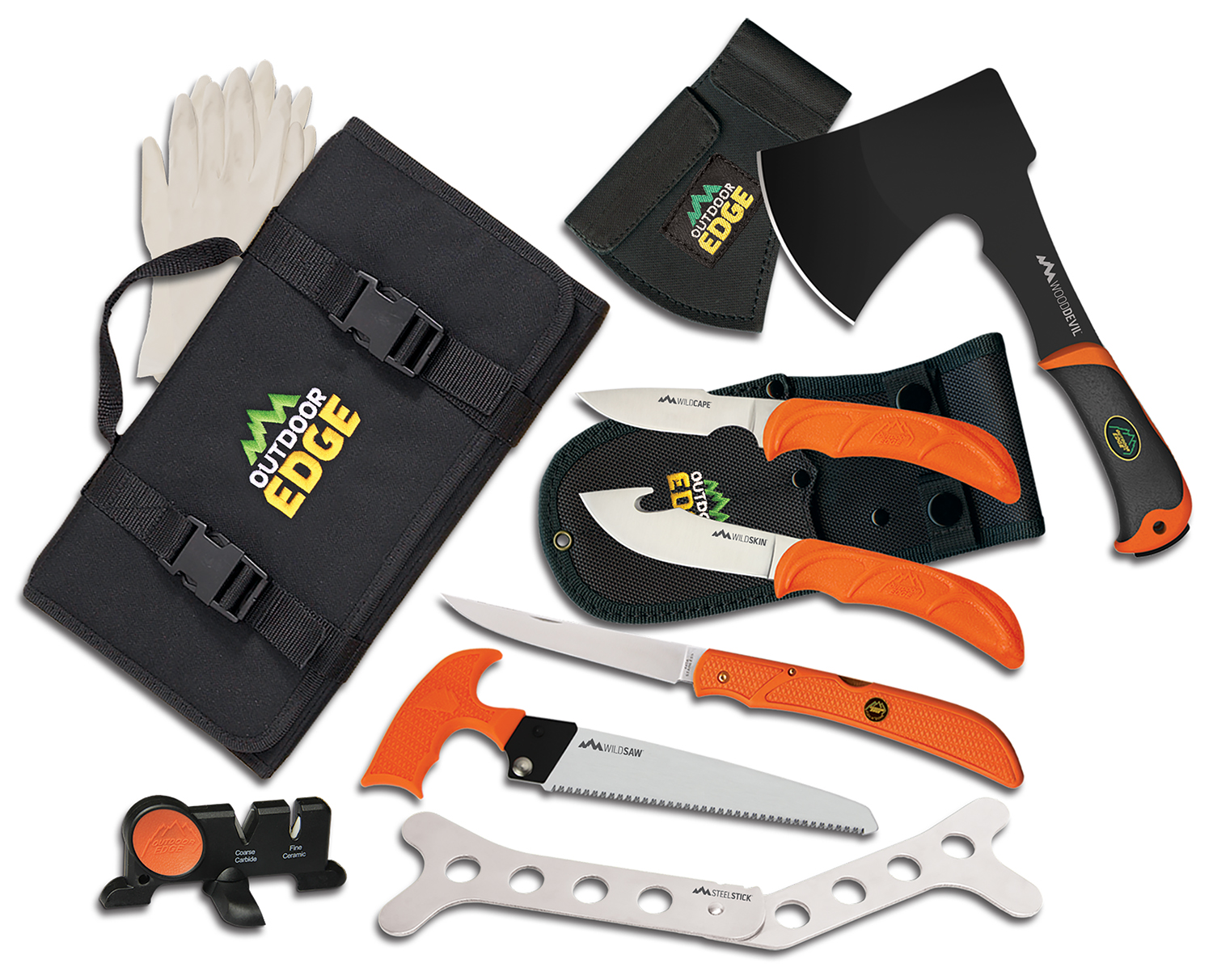 Outdoor Edge OF1 Outfitter Hunting Set Multiple 420J2 Stainless Steel Blade FRN Orange Handle 3 Outdoor Edge OF1 Outfitter Hunting Set Multiple 420J2 Stainless Steel Blade FRN Orange Handle