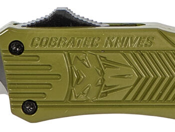 CobraTec Knives SODCTK1STNS CTK-1  Small 2.75" OTF Tanto Plain D2 Steel Blade/OD Green Aluminum Handle Features Glass Breaker Includes Pocket Clip