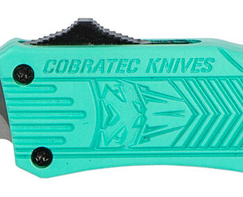 CobraTec Knives STFCTK1SDS CTK-1  Small 2.75" OTF Drop Point Part Serrated D2 Steel Blade/ Tiffany Blue Aluminum Handle Features Glass Breaker Includes Pocket Clip