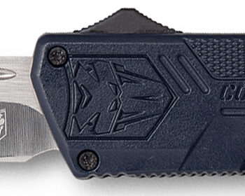 CobraTec Knives NYCTLWDNS Lightweight  3.25" OTF Drop Point Plain D2 Steel Blade/NYPD Blue Aluminum Handle Includes Pocket Clip