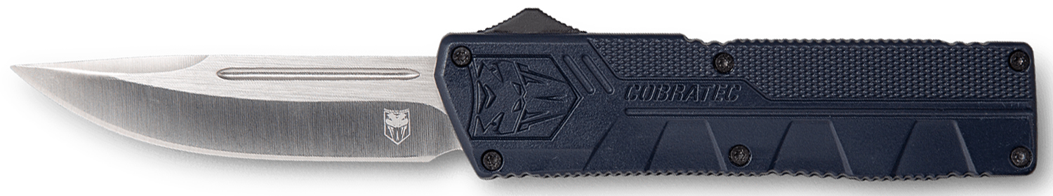 CobraTec Knives NYCTLWDNS Lightweight 3.25" OTF Drop Point Plain D2 Steel Blade/NYPD Blue Aluminum Handle Includes Pocket Clip 3 CobraTec Knives NYCTLWDNS Lightweight 3.25" OTF Drop Point Plain D2 Steel Blade/NYPD Blue Aluminum Handle Includes Pocket Clip