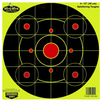 Birchwood Casey 35925 Dirty Bird  12" Bullseye Paper Hanging Pistol/Rifle Black/Yellow 25 Per Pkg