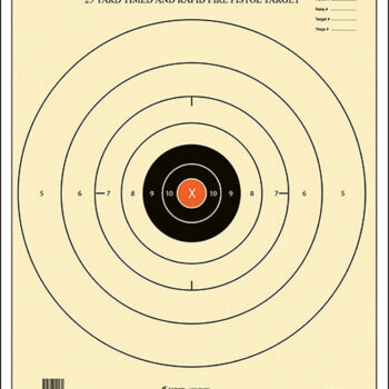 Action Target B8POC100 Competition NRA Time & Rapid Fire Bullseye Paper 25 yds 21" x 24" Black/White 100 Per Box