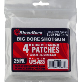 KleenBore P206 Super Shooter  Big Bore Shotgun/ 37/40mm Launcher  4" 100% Cotton Flannel 25 Per Pack
