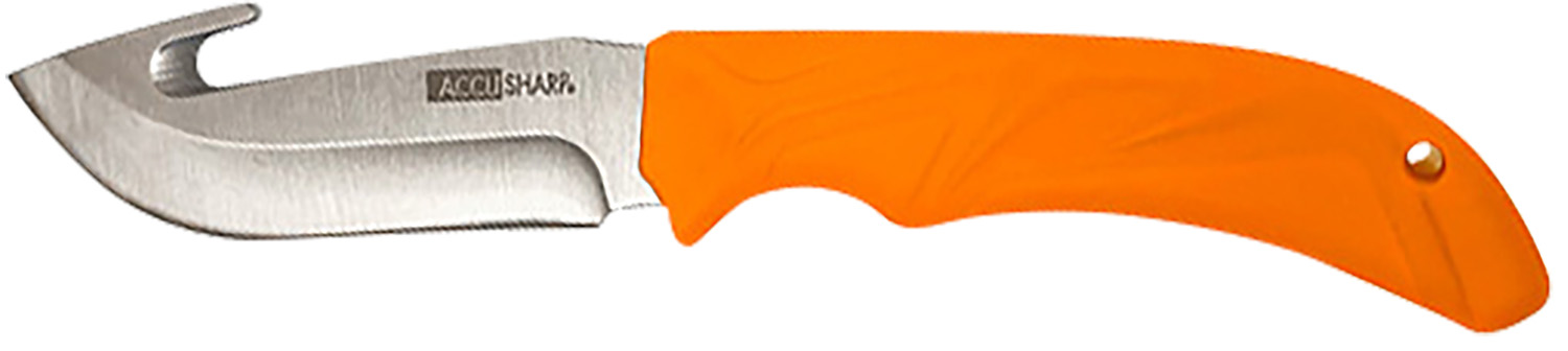 AccuSharp 729C Gut Hook 3.50" Fixed Gut Hook Plain Stainless Steel Blade/Blaze Orange Rubber Handle Includes Belt Carry Pouch 3 AccuSharp 729C Gut Hook 3.50" Fixed Gut Hook Plain Stainless Steel Blade/Blaze Orange Rubber Handle Includes Belt Carry Pouch