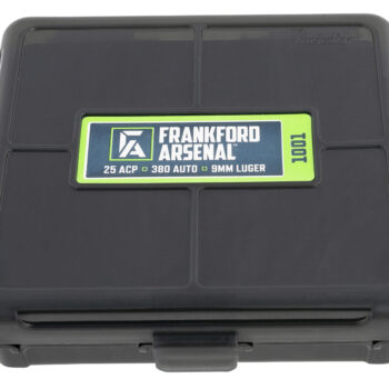 Frankford Arsenal 1083797 Hinge-Top Ammo Box 9mm/25/380ACP Black Polymer 100rd