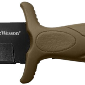 Smith & Wesson Knives 1100073 H.R.T. Flase Edge 2.75" Fixed Plain Black Oxide Stainless Steel Blade Flat Dark Earth Rubber Handle Includes Sheath