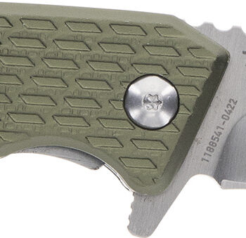 Schrade 1159317 Tenacity  Folding Modified Drop Point Part Serrated Satin AUS-10A SS Blade, Green Aluminum Handle