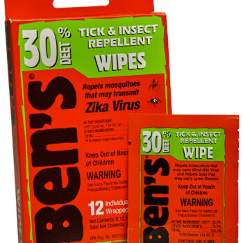 Ben's 00067085 30  Odorless Scent Wipes Repels Ticks & Biting Insects 12