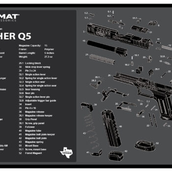 TekMat TEKR17WALQ5SF Walther Q5 SF Cleaning Mat Black/Gray Rubber 11"x17" Walther Q5 Parts Diagram