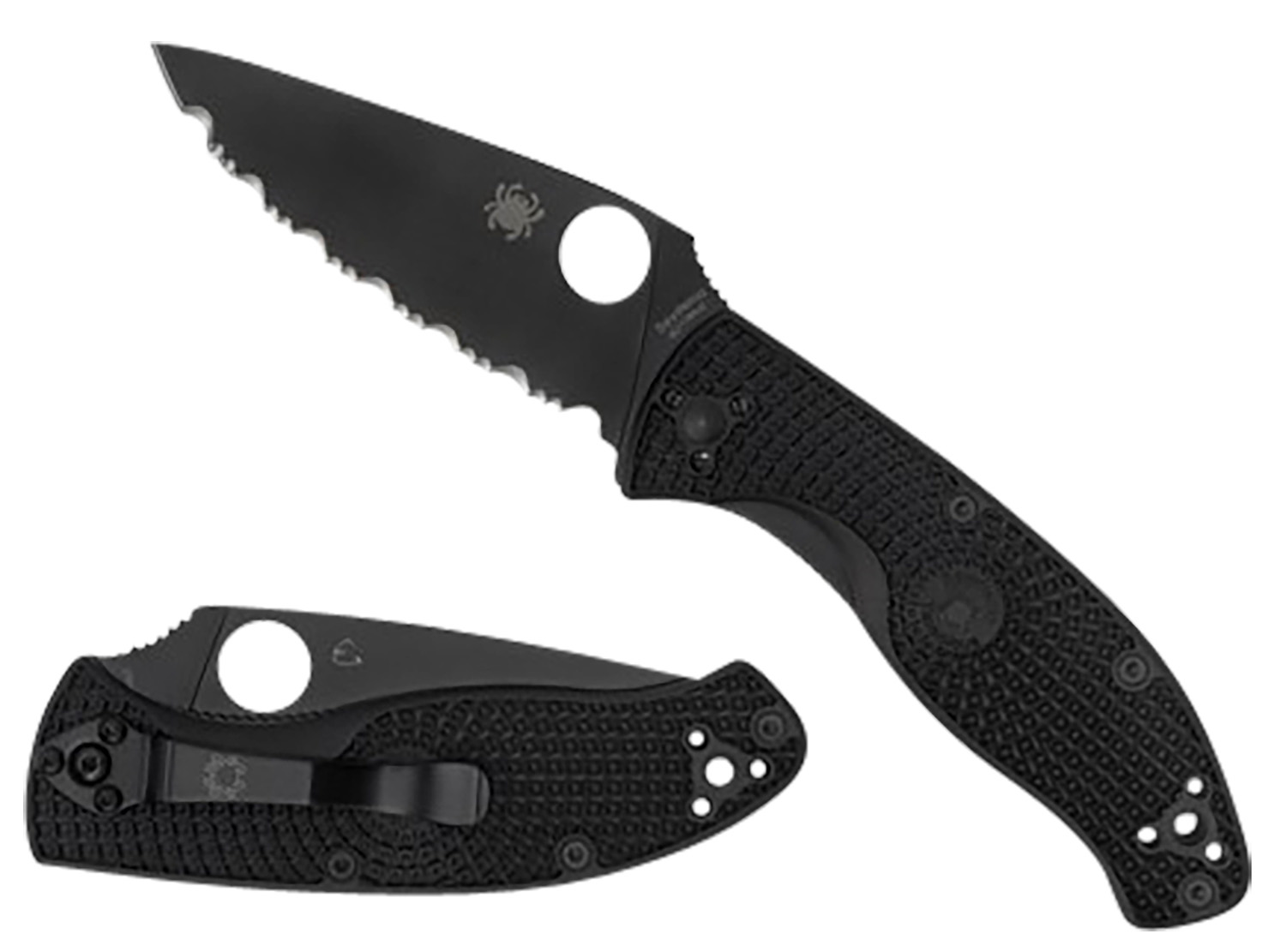 Spyderco C122PSBBK Tenacious Lightweight 3.39" Folding Part Serrated Black Oxide 8Cr13MoV SS Blade/Black Bi-Directional Texturing FRN Handle Includes Pocket Clip 3 Spyderco C122PSBBK Tenacious Lightweight 3.39" Folding Part Serrated Black Oxide 8Cr13MoV SS Blade/Black Bi-Directional Texturing FRN Handle Includes Pocket Clip