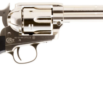 Umarex 2254051 Colt Peacemaker CO2 Pistol 177 Pellet 6rd Single Action, Nickel Frame, CO2 Housed In Black Polymer Grip