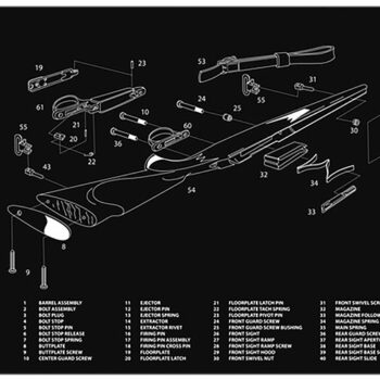 TekMat TEKR36REM700 Remington 700 Cleaning Mat Black/White Rubber 12"x36" Remington 700 Parts Diagram