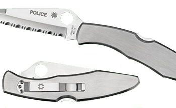 Spyderco C07S Police  4.13" Folding Spear Point Part Serrated VG-10 SS Blade Stainless Steel Handle Includes Pocket Clip