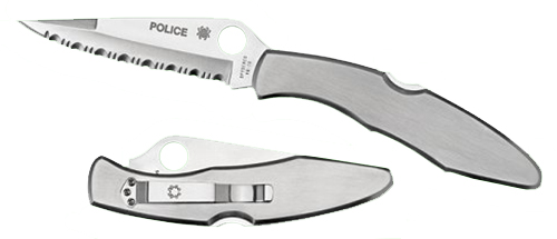 Spyderco C07S Police 4.13" Folding Spear Point Part Serrated VG-10 SS Blade Stainless Steel Handle Includes Pocket Clip 3 Spyderco C07S Police 4.13" Folding Spear Point Part Serrated VG-10 SS Blade Stainless Steel Handle Includes Pocket Clip